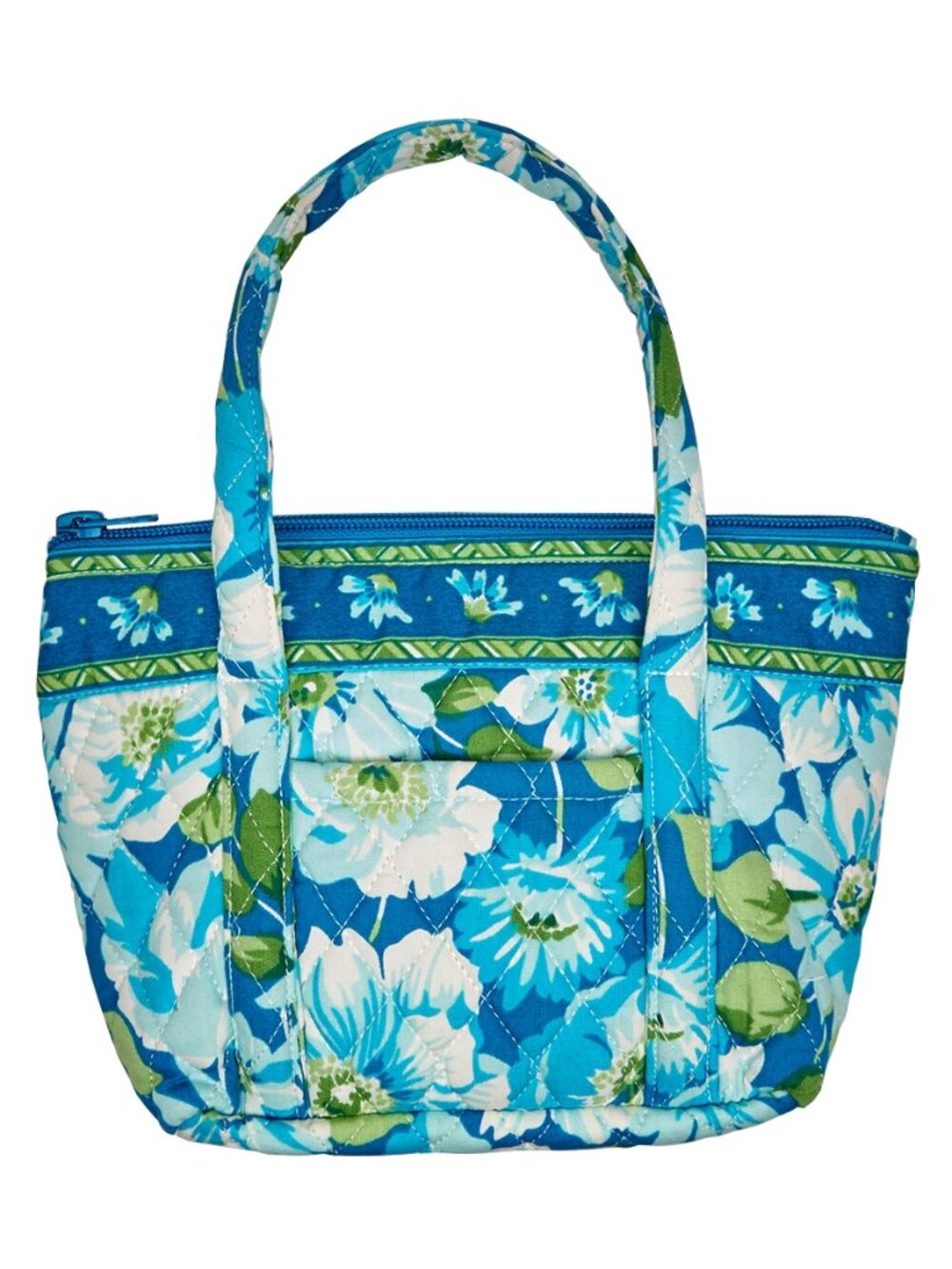 C&F Women's Small Quilted Blue Floral Teeny Tote Bag 9.5" x 6"  NEW